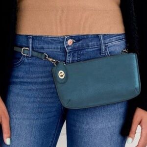 Joy Susan Mini Crossbody Belt Bag - Peacock blue / green Turquoise Vegan clutch